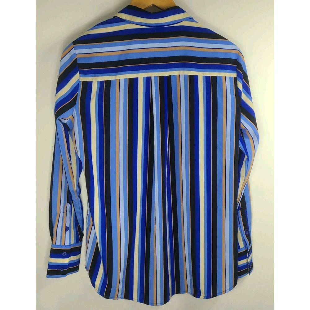 Nine West Women's Button Down Blouse Small Multicolor Striped Long Sleeve. EUC - Picture 3 of 9